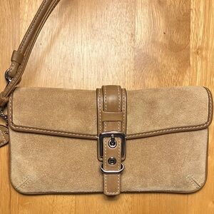 Coach Hampton Tan Suede Wristlet with Buckle 4754